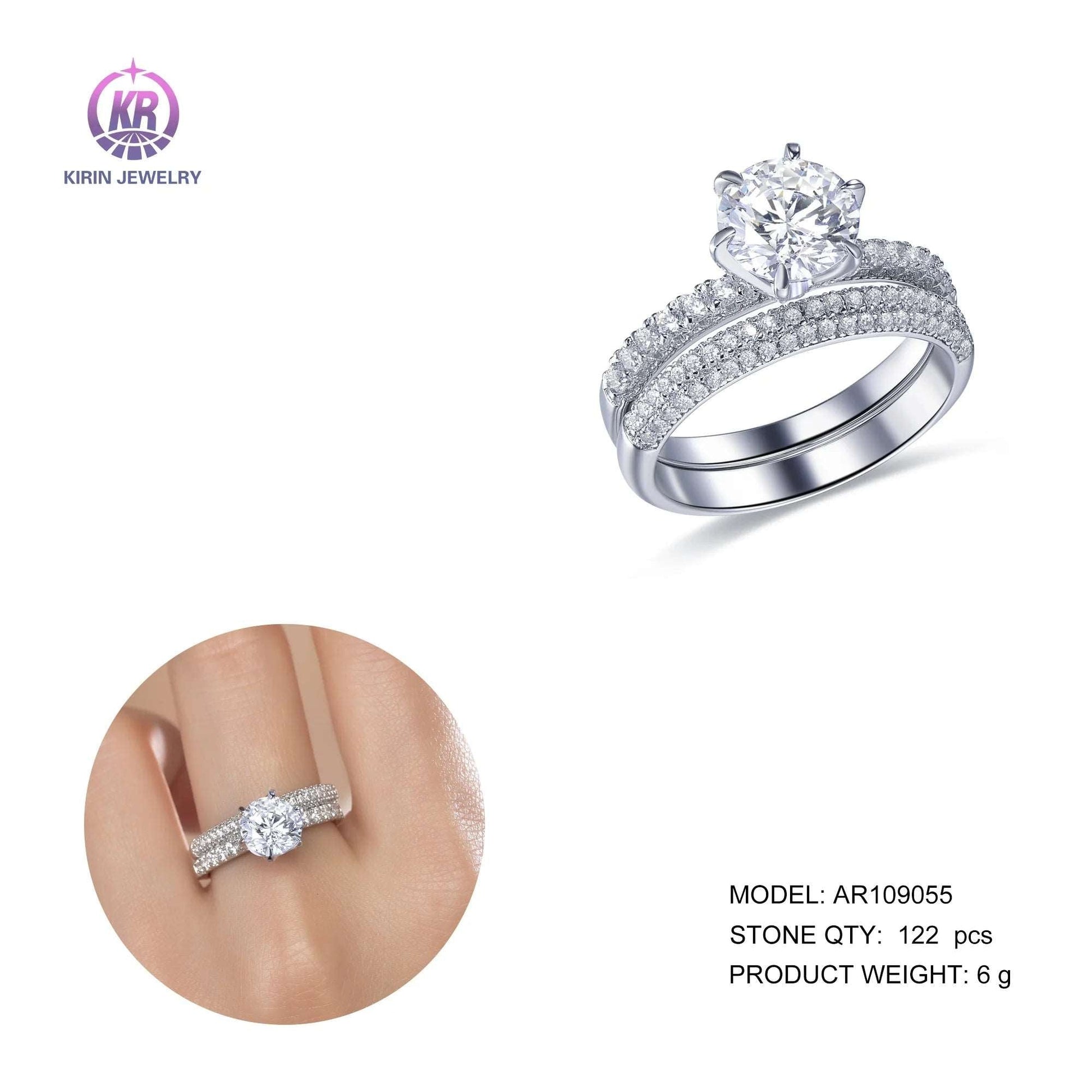 2 piece 925 engagement ring set wedding gold ring for men and women silver ring set Kirin Jewelry