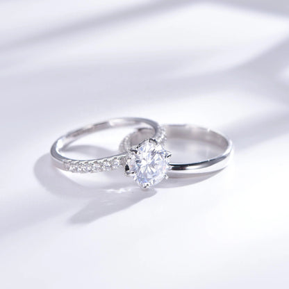 2 piece 925 engagement ring set wedding gold ring for men and women silver ring set Kirin Jewelry