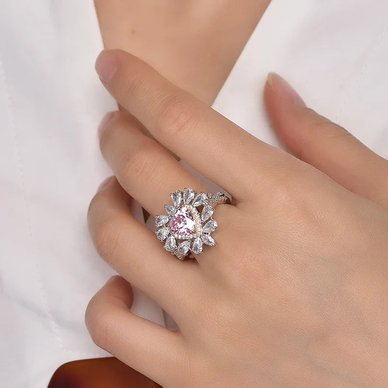 2023 Fashion Women Sterling Silver ring 925 Jewellery Engagement Ring Pear Cut Marquise Diamond Ring Kirin Jewelry