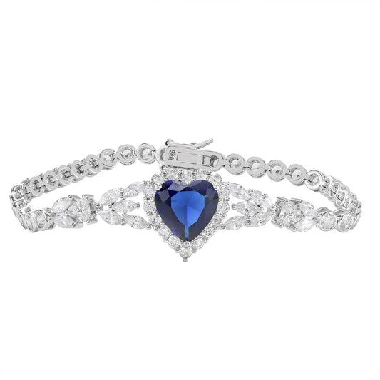 2023 fancy sterling silver bracelet for Women Marquise zircon diamond bracelet heart aquamarine 925 sterling silver bracelet Kirin Jewelry