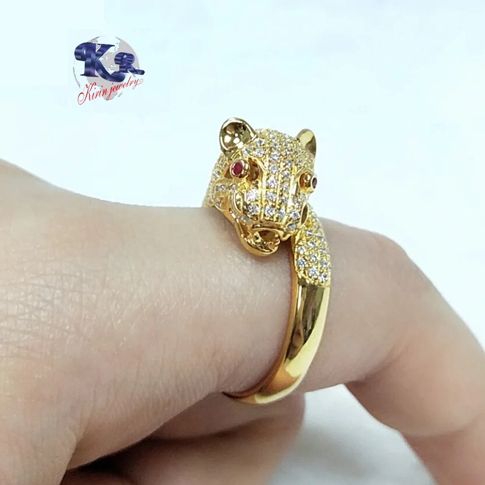 2023 trendy animal leopard ring animal gold plated ring 925 sterling silver jewelry for women custom 18K gold wedding rings Kirin Jewelry