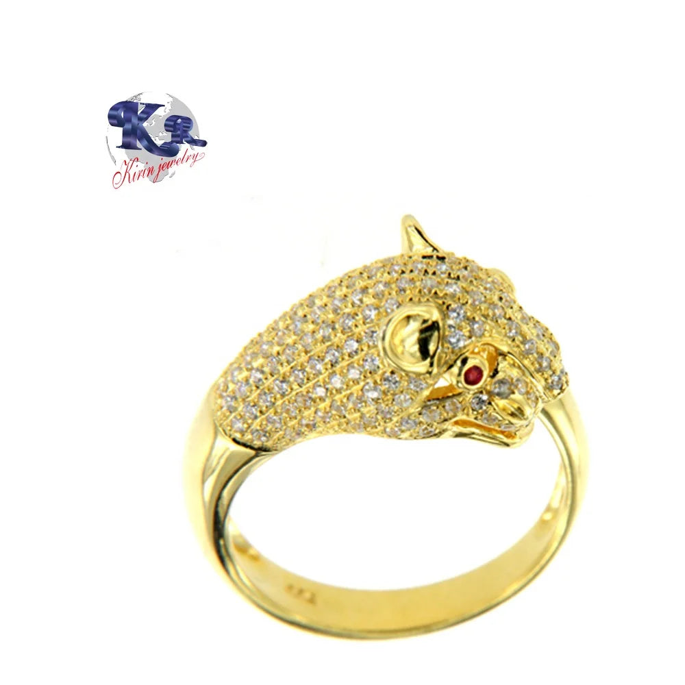 2023 trendy animal leopard ring animal gold plated ring 925 sterling silver jewelry for women custom 18K gold wedding rings Kirin Jewelry