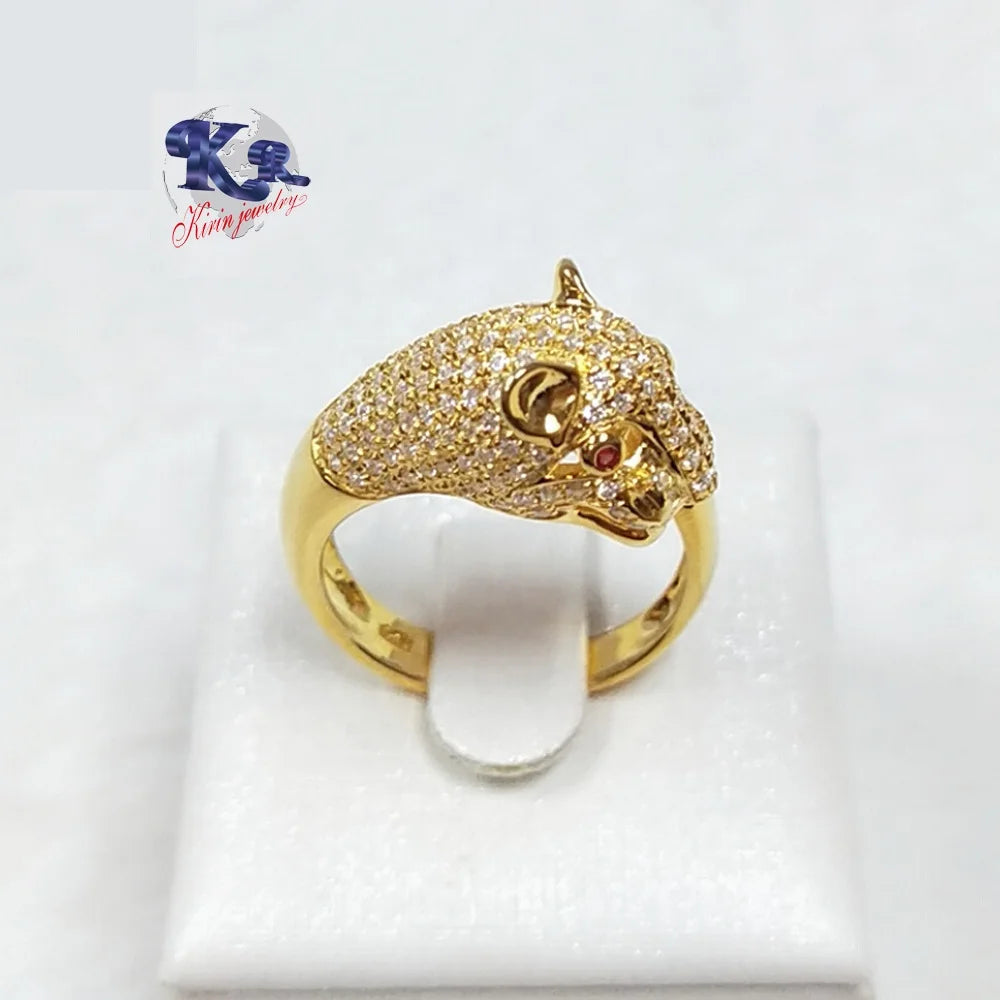 2023 trendy animal leopard ring animal gold plated ring 925 sterling silver jewelry for women custom 18K gold wedding rings Kirin Jewelry