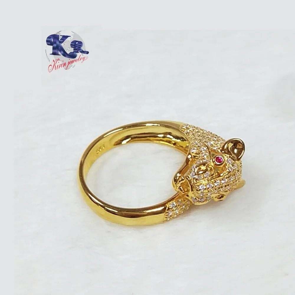 2023 trendy animal leopard ring animal gold plated ring 925 sterling silver jewelry for women custom 18K gold wedding rings Kirin Jewelry