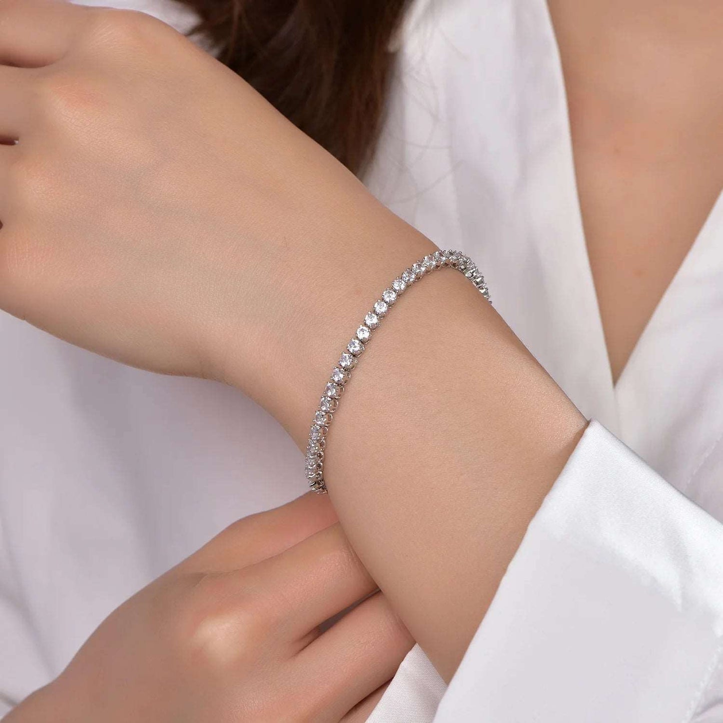 3MM CZ Bracelets AAA Zircon Classic Tennis Bracelet 925 Silver Kirin Jewelry