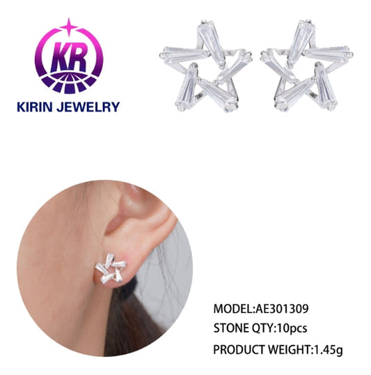 925 Silver Custom Jewelry Star Shape Stud Earrings Simple Women Stud Earrings 301309 Kirin Jewelry