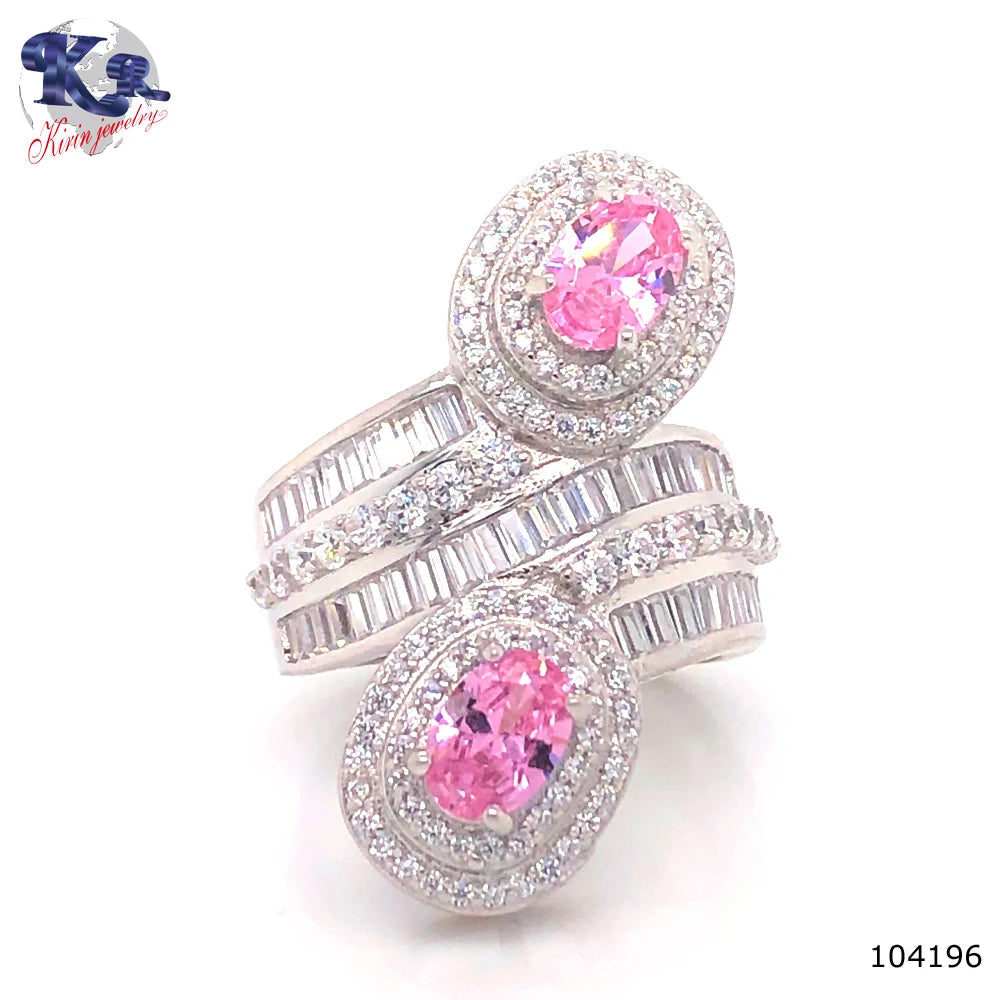 925 Silver Newest Rhodium Plated Two Big Stone Ring Design Jewelry Women Kirin Jewelry