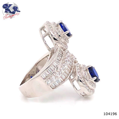 925 Silver Newest Rhodium Plated Two Big Stone Ring Design Jewelry Women Kirin Jewelry