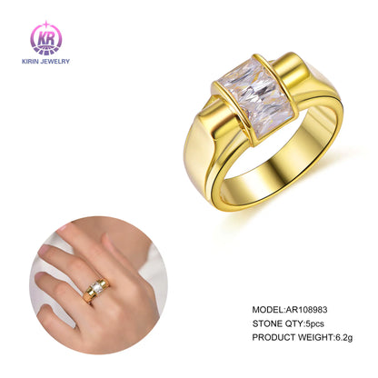 925 Silver square cut diamond Gold Personalized Engagement Ring for women