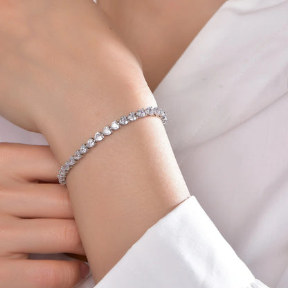 925 Silver jewelry Heart bracelet 4MM 5A Zircon Silver Tennis Bracelet Kirin Jewelry