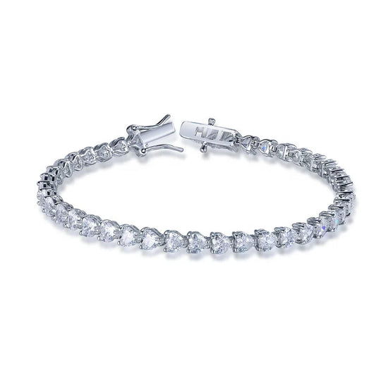 925 Silver jewelry Heart bracelet 4MM 5A Zircon Silver Tennis Bracelet Kirin Jewelry