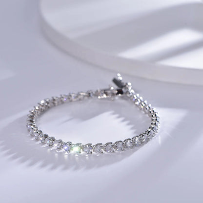 925 Silver jewelry Heart bracelet 4MM 5A Zircon Silver Tennis Bracelet Kirin Jewelry