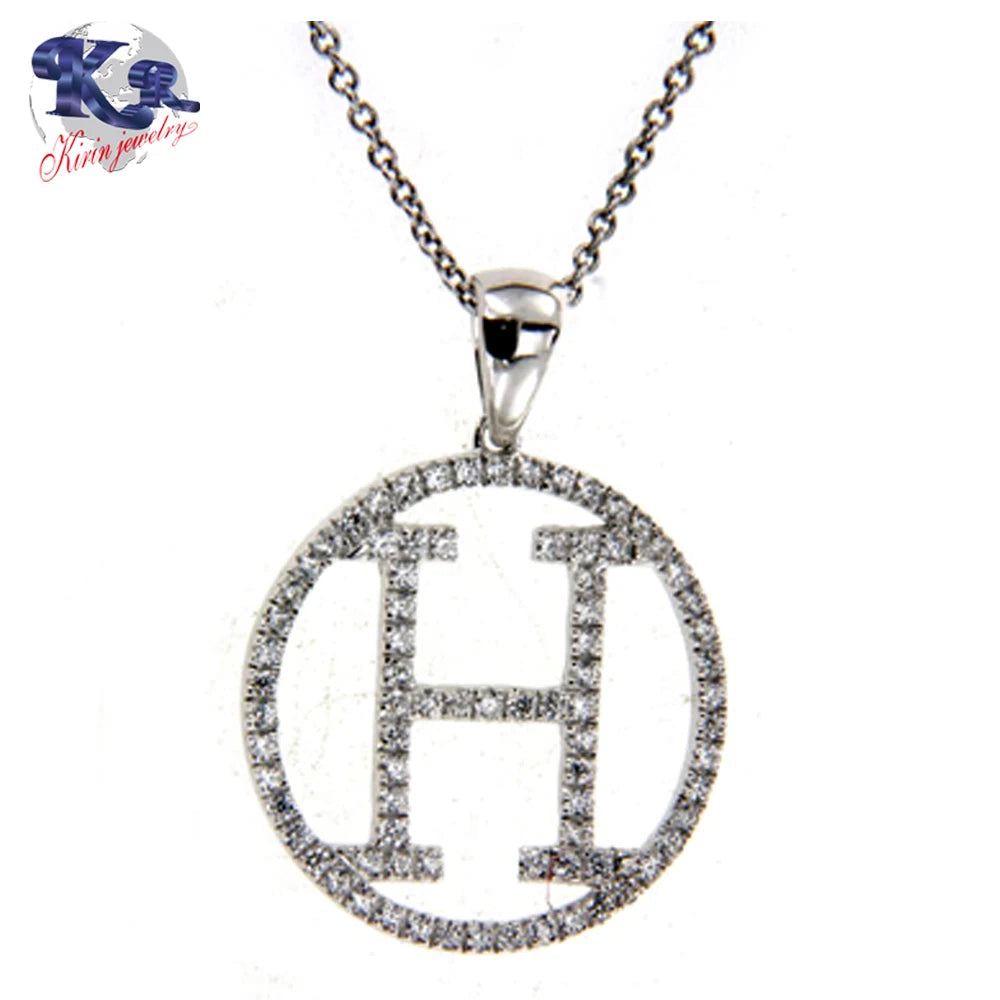 925 Sterling Silver Alphabet Letter H Engagement Pendants Kirin Jewelry