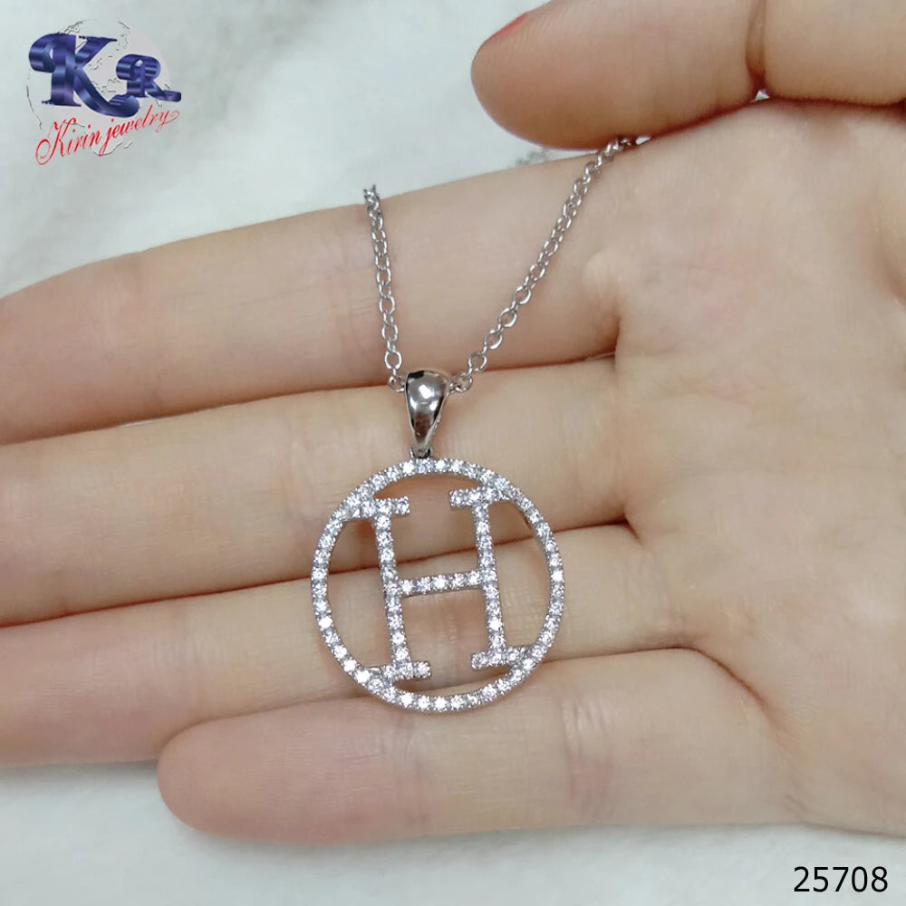 925 Sterling Silver Alphabet Letter H Engagement Pendants Kirin Jewelry