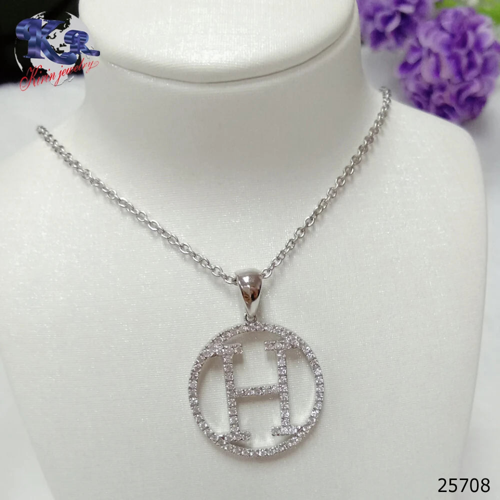 925 Sterling Silver Alphabet Letter H Engagement Pendants Kirin Jewelry