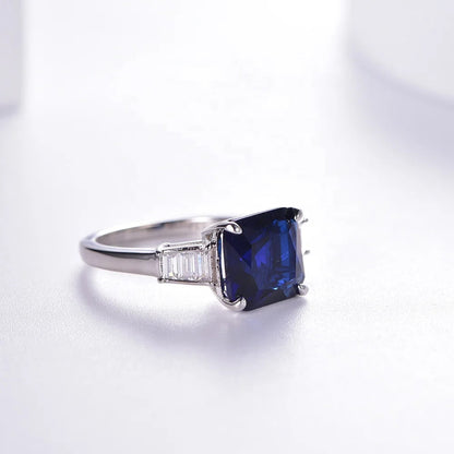 fashion diamond ring blue gemstone wedding rings for woman 