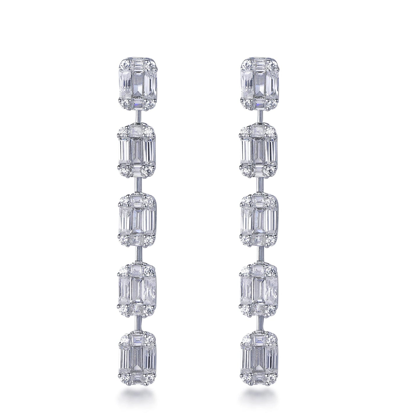 925 Sterling Silver Dangle Earrings for Women Teen Girls Elegant CZ Long Tassel Wedding Diamond Earrings Kirin Jewelry