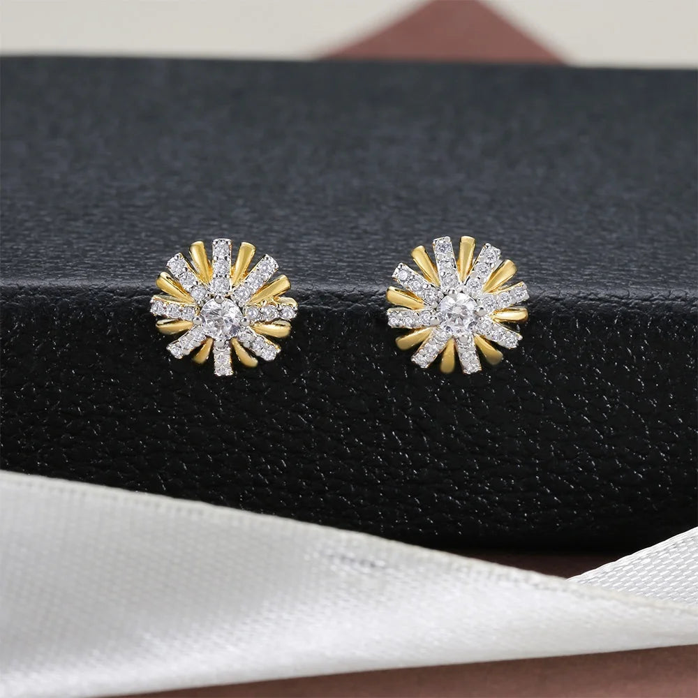 925 Sterling Silver Earrings Pave 5A cubic zirconia gold plated jewelry 925 silver diamond stud earring Kirin Jewelry