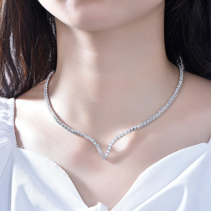 925 Sterling Silver Necklace 3A White Cubic Zirconia Tennis Necklace for Women Kirin Jewelry