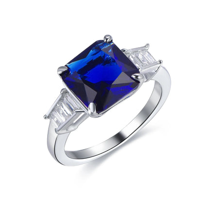 S925 Cubic Zircon Blue Diamond Ring for Woman