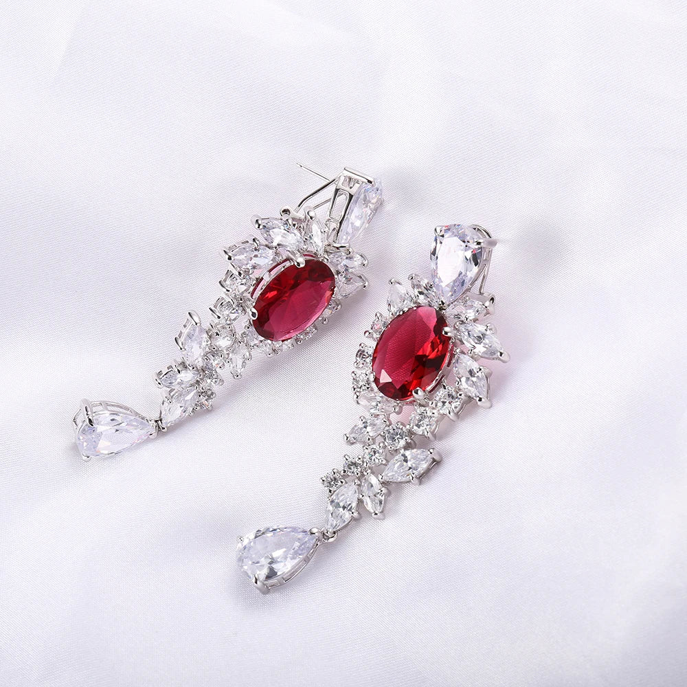 925 Sterling Silver Red highly recommend Corundum Zircon Luxury Wedding Jewelry Set hip hop jewelry wholesale Kirin Jewelry