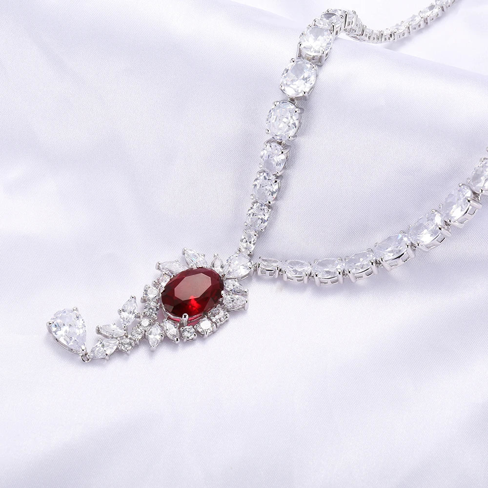 925 Sterling Silver Red highly recommend Corundum Zircon Luxury Wedding Jewelry Set hip hop jewelry wholesale Kirin Jewelry