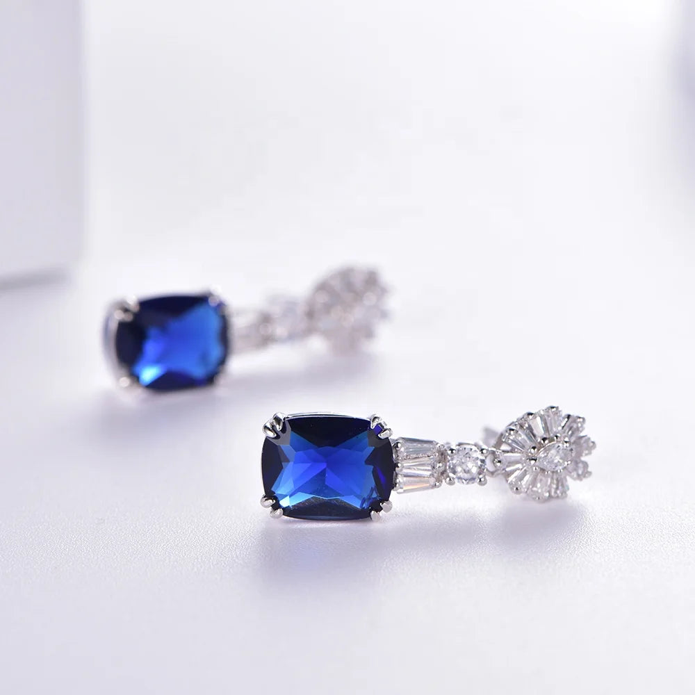 925 Sterling silver earrings fashion small simple earring blue diamond drop earrings Kirin Jewelry