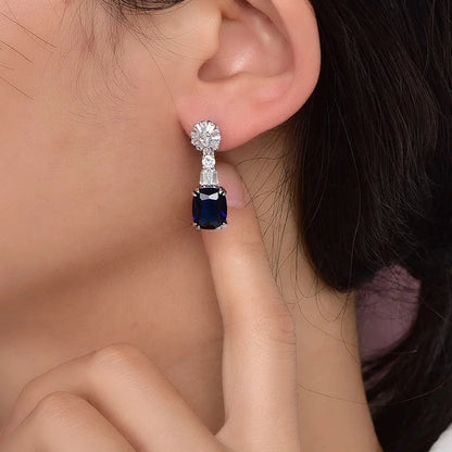 925 Sterling silver earrings fashion small simple earring blue diamond drop earrings Kirin Jewelry