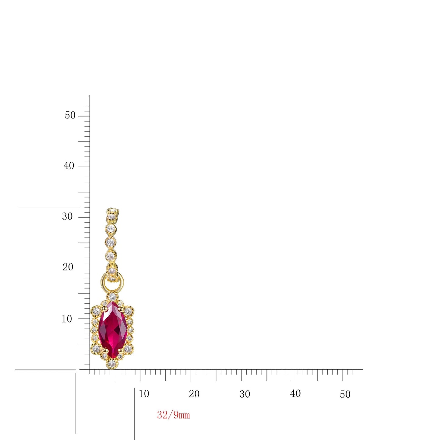 925 natural ruby sterling silver stud earrings 18k gold zircon red corundum diamond drop earrings Kirin Jewelry