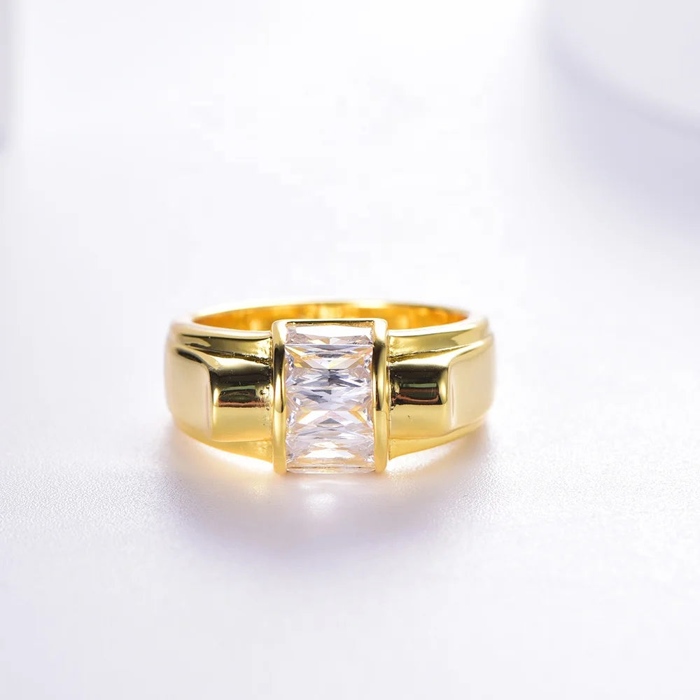 925 silver CZ square cut diamond gold wedding bands for women