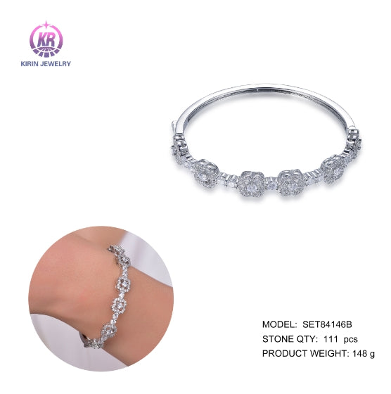 925 silver bangle bracelet with rhodium plating CZ 84146 Kirin Jewelry