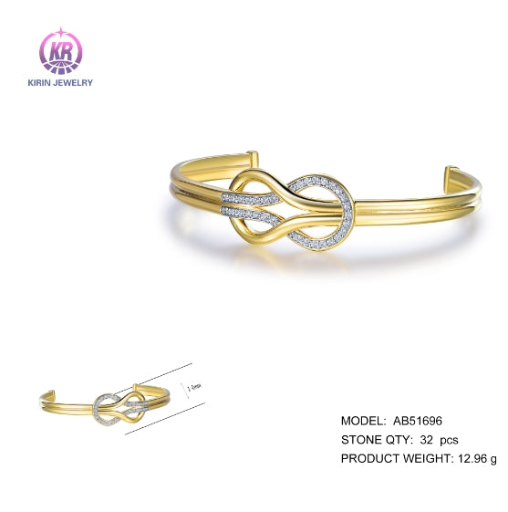 925 silver bangle with 14K gold plating CZ AB51696 Kirin Jewelry