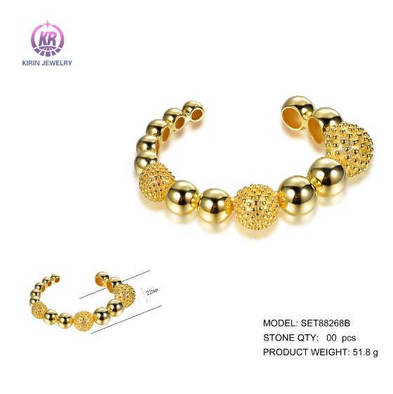925 silver bangle with 14K gold plating SET88268B Kirin Jewelry