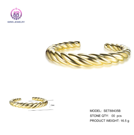 925 silver bangle with 14K gold plating SET88435B Kirin Jewelry