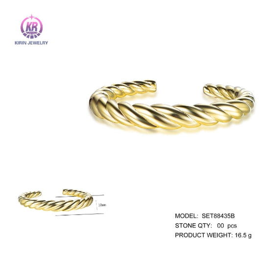 925 silver bangle with 14K gold plating SET88435B Kirin Jewelry