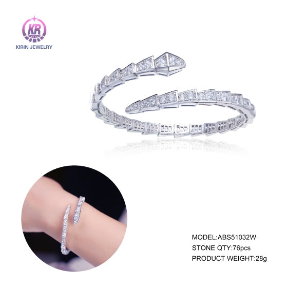 925 silver bangle with rhodium plating CZ 51032 Kirin Jewelry