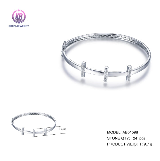 925 silver bangle with rhodium plating CZ 51598 Kirin Jewelry