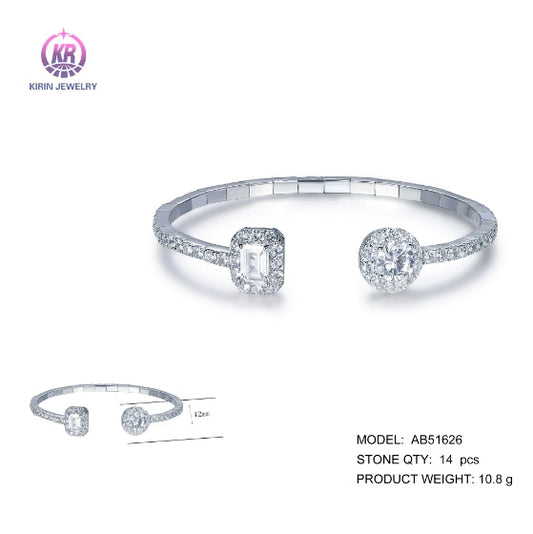 925 silver bangle with rhodium plating CZ AB51626 Kirin Jewelry