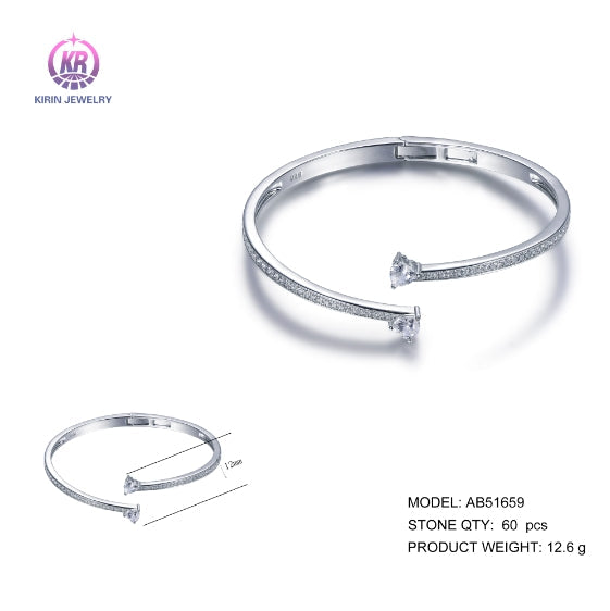 925 silver bangle with rhodium plating CZ AB51659 Kirin Jewelry