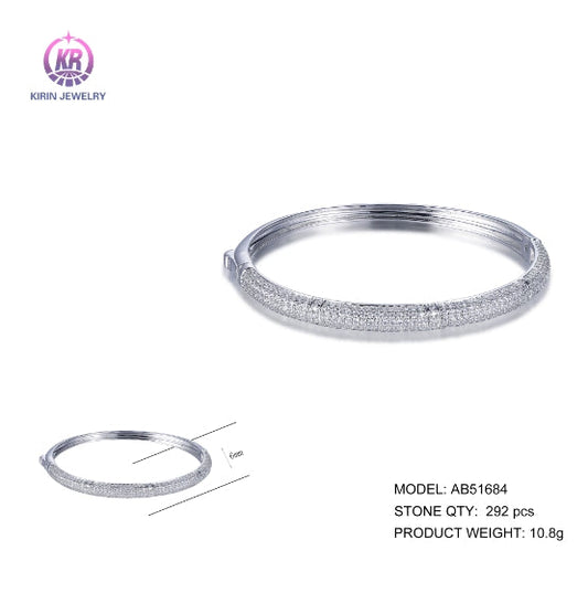 925 silver bangle with rhodium plating CZ AB51684 Kirin Jewelry