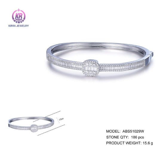 925 silver bangle with rhodium plating CZ ABS51029W Kirin Jewelry