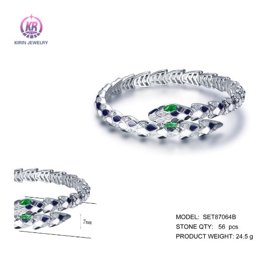 925 silver bangle with rhodium plating CZ SET87064B Kirin Jewelry