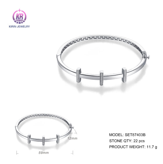 925 silver bangle with rhodium plating CZ SET87403B-1 Kirin Jewelry