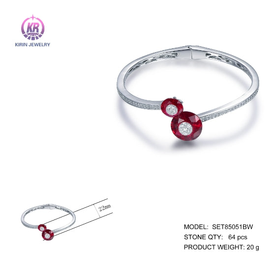 925 silver bangle with rhodium plating ruby CZ 85051 Kirin Jewelry