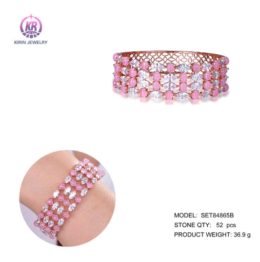 925 silver bangle with rose gold plating CZ 84865 Kirin Jewelry