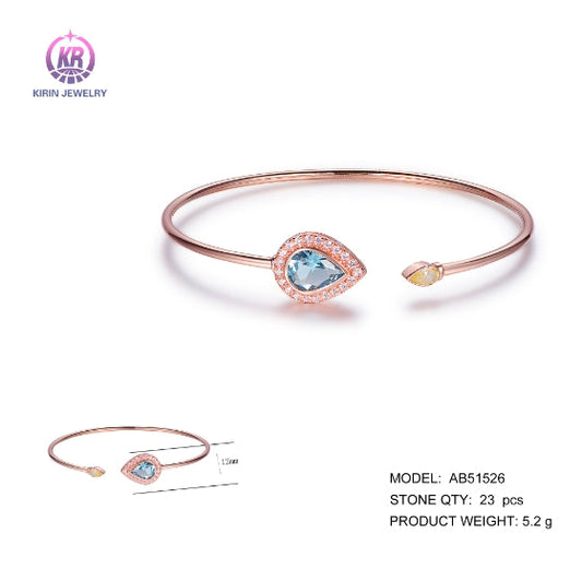 925 silver bangle with rose gold plating CZ AB51526 Kirin Jewelry