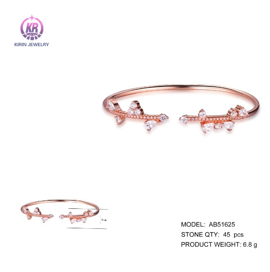 925 silver bangle with rose gold plating CZ AB51625 Kirin Jewelry