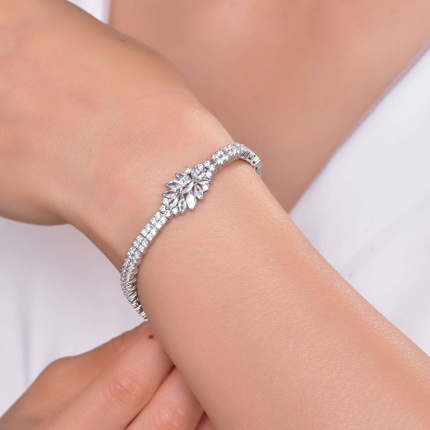 925 silver beacelet with rhodium plating CZ SET84947T Kirin Jewelry