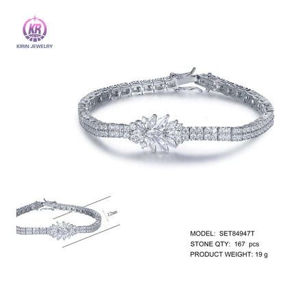 925 silver beacelet with rhodium plating CZ SET84947T Kirin Jewelry