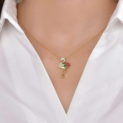 18k gold plated lovely bird necklace for women  Flamingo Necklace Gifts Animal Bird Necklace Jewelry